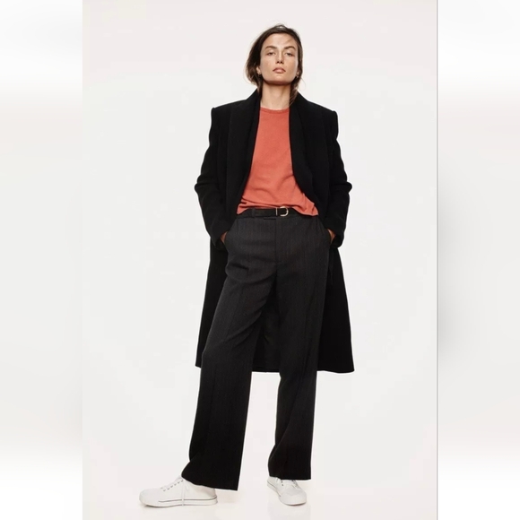 Zara NWT Into The Classics Black Hidden Pinstripe Straight Leg Trouser Pants M - Picture 1 of 15